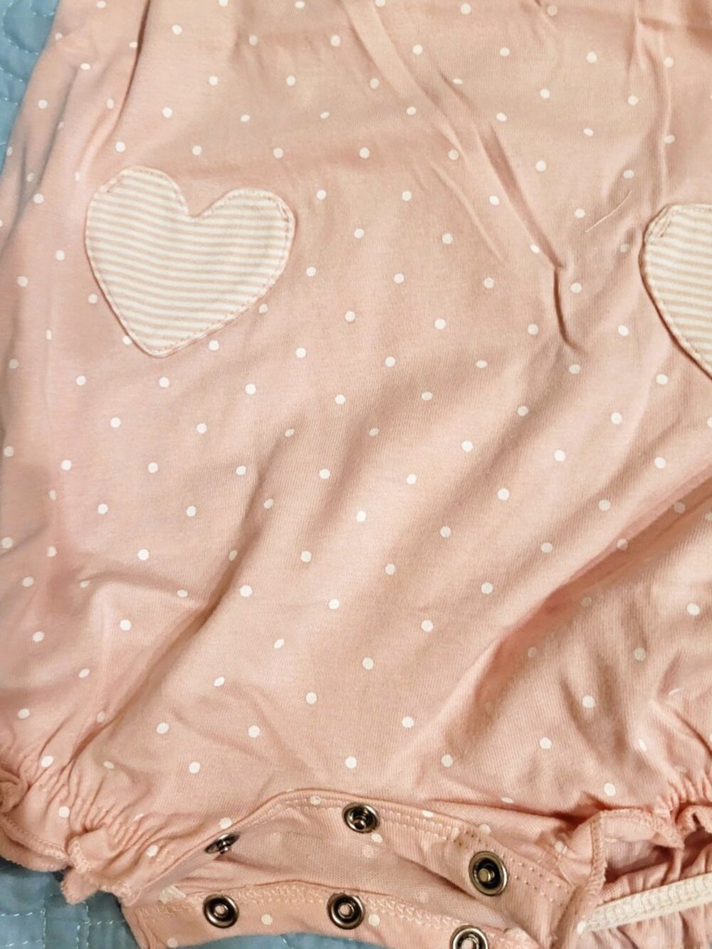 NWT Carter's Sweet Baby Girl Heart Pocket Romper - Pink/White - 6 Months - Picture 6 of 10